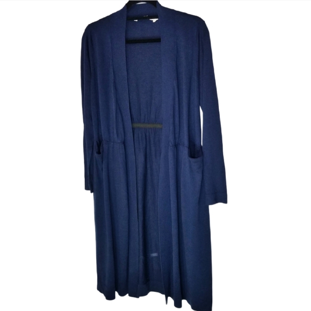 Soft surroundings duster cardigan navy blue long